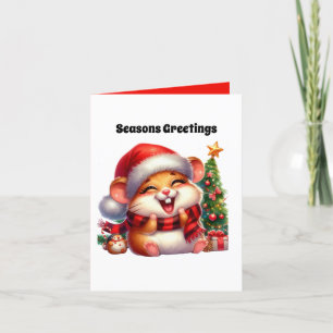 Feestelijke Hamster Seizoenen Groeten Kerstmis Feestdagen Kaart