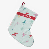 FEESTELIJKE hand getekende ster schitteren moderne Grote Kerstsok (Voorkant (Hangend))