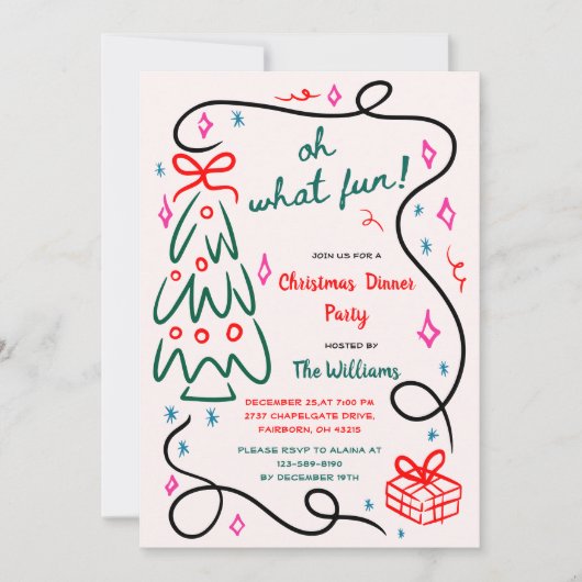 Feestelijke hand getrokken boom grillige kerstfees kaart (Voorkant)