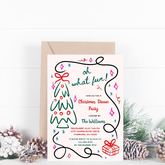 Feestelijke hand getrokken boom grillige kerstfees kaart