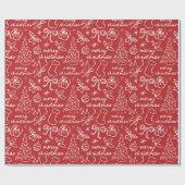 Feestelijke Hand Getrokken Kerstinpakpapier Cadeaupapier (Vlak)