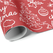 Feestelijke Hand Getrokken Kerstinpakpapier Cadeaupapier (Rol Hoek)