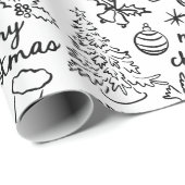 Feestelijke Hand Getrokken Kerstinpakpapier Cadeaupapier (Rol Hoek)