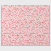 Feestelijke Hand Getrokken Kerstinpakpapier Cadeaupapier (Vlak)