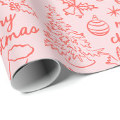 Feestelijke Hand Getrokken Kerstinpakpapier Cadeaupapier (Rol Hoek)