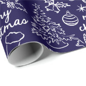 Feestelijke Hand Getrokken Kerstinpakpapier Cadeaupapier (Rol Hoek)