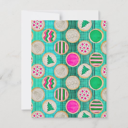 Feestelijke handgeschilderde suikerkoekjes op fel  feestdagenkaart (Voorkant)