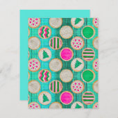 Feestelijke handgeschilderde suikerkoekjes op held feestdagenkaart (Voorkant / Achterkant)