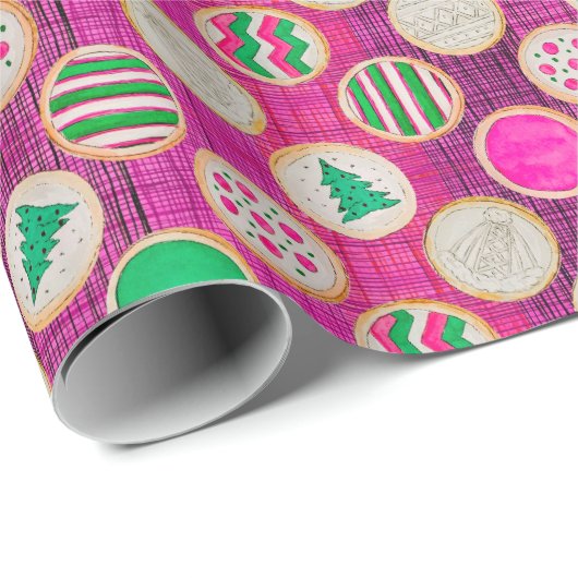 Feestelijke handgeschilderde suikerkoekjes op Hot  Cadeaupapier (Rol Hoek)