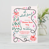 Feestelijke handgetekende boom whimsical kerstfees kaart (Staand voorkant)