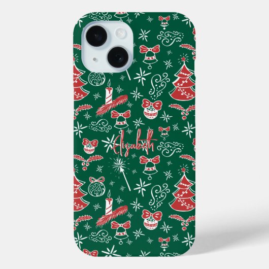 Feestelijke Handgetekende Doodles Aangepaste Naam Case-Mate iPhone Case (Achterkant)