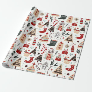 Feestelijke Handgetekende Patronen Cadeaupapier