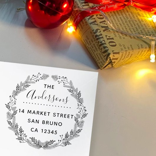 Feestelijke handgetekende Xmas voor krans retourad Zelfinktende Stempel