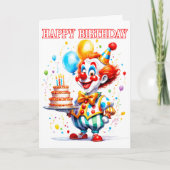 Feestelijke Happy Birthday Party Clown Kaart (Voorkant)