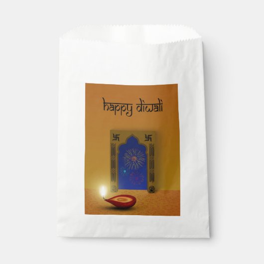 Feestelijke Happy Diwali Vuurwerk - Favor Tas Bedankzakje (Voorkant)