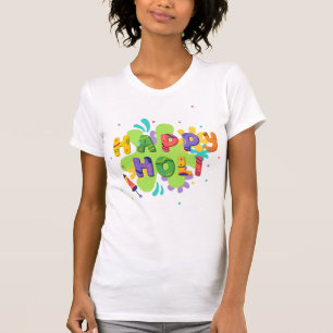 Feestelijke Happy Holi Kleurrijke Verf Splashes T-shirt