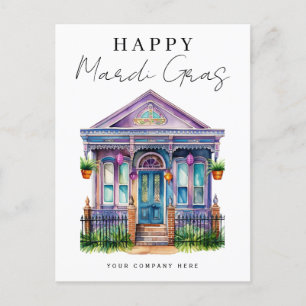 Feestelijke Happy Mardi Gras House Realty Feestdagenkaart