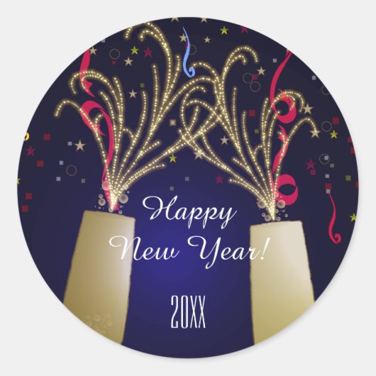 Feestelijke Happy New Year's Sticker (Voorkant)