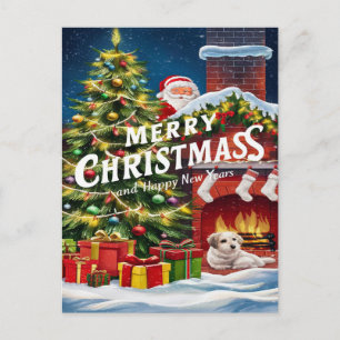 Feestelijke harige Vriend bij de Haard Briefkaart