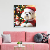 Feestelijke harige vriend in Santa Costume Canvas Afdruk (Insitu (Woonkamer))