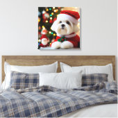 Feestelijke harige vriend in Santa Costume Canvas Afdruk (Insitu (Slaapkamer))