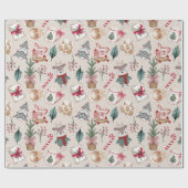 Feestelijke harige vrienden vakantie inpakpapier (Vlak)