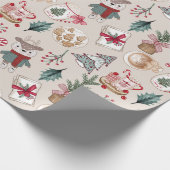 Feestelijke harige vrienden vakantie inpakpapier (Hoek)
