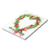 Feestelijke hartvormige kerstkrans met rode strik notitieblok (Linkerzijde)