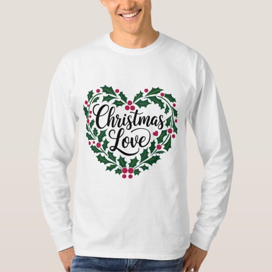 Feestelijke hartvormige krans 'Christmas Love' T-S T-shirt (Voorkant)