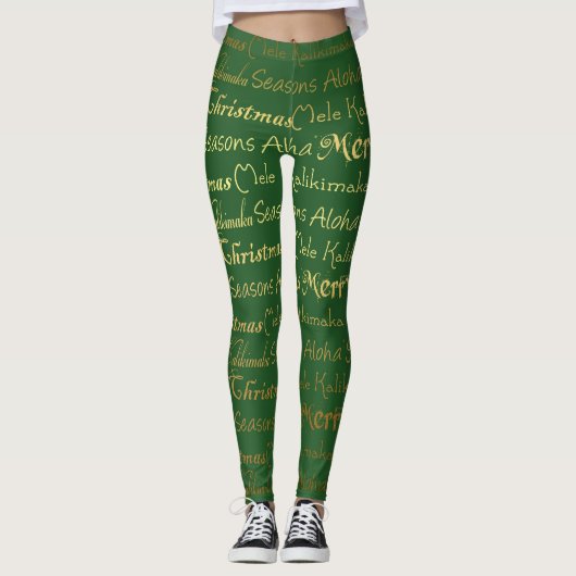 Feestelijke Hawaïaanse Kerstmis Mele Kalikimaka Leggings (Voorkant)