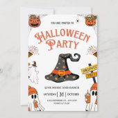 Feestelijke heks Pet & spoken Halloween Party Kaart (Voorkant)