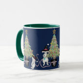 Feestelijke heksenmuizen versieren hun kerstboom mok (Voorkant links)