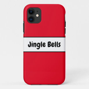 Feestelijke helder rode witte strepen Jingle Bells Case-Mate iPhone Case