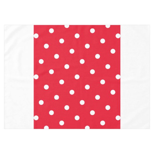 Feestelijke helder rood gestippelde kleur blok wit tafelkleed (Voorkant (Horizontaal))