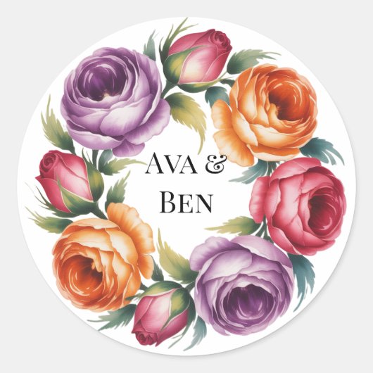 Feestelijke helder vintage roos bruiloft ronde sticker (Voorkant)