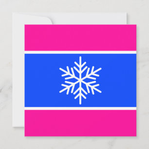 Feestelijke helderblauwe witte strepen Sneeuwvlok  Feestdagenkaart