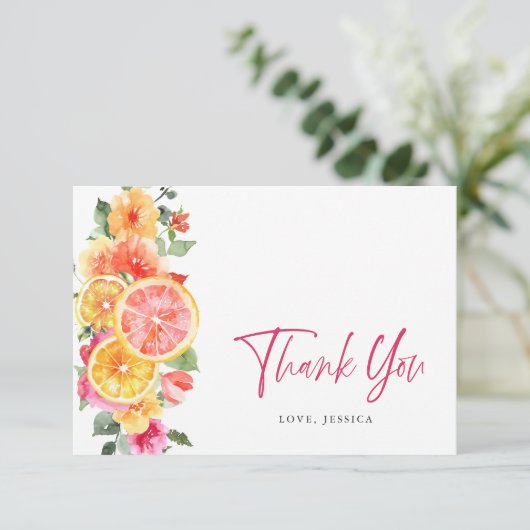 Feestelijke Heldere Bloemen Bloemencitrus Bedankkaart (Staand voorkant)