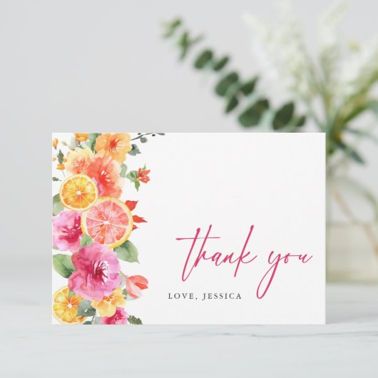 Feestelijke Heldere Bloemen Bloemencitrus Bedankkaart (Staand voorkant)