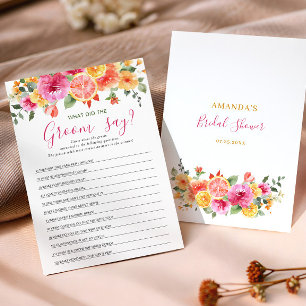 Feestelijke heldere bloemen citrus bruiloftsspel kaart