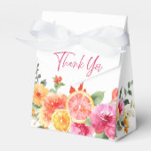 Feestelijke heldere bloemen snijden citrus bruidsd bedankdoosjes (Voorkant Zijde)