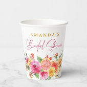 Feestelijke heldere bloemen snijden citrus bruidss papieren bekers (Achterkant)