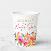 Feestelijke heldere bloemen snijden citrus bruidss papieren bekers (Voorkant)