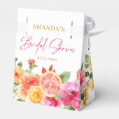 Feestelijke heldere bloemen snijden citrus bruilof bedankdoosjes (Achterkant)