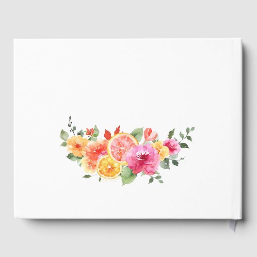 Feestelijke heldere bloemen snijden citrus bruilof gastenboek (Achterkant)
