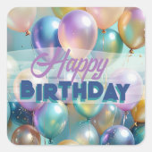 Feestelijke heldere levendige kleurrijke ballonnen vierkante sticker (Voorkant)