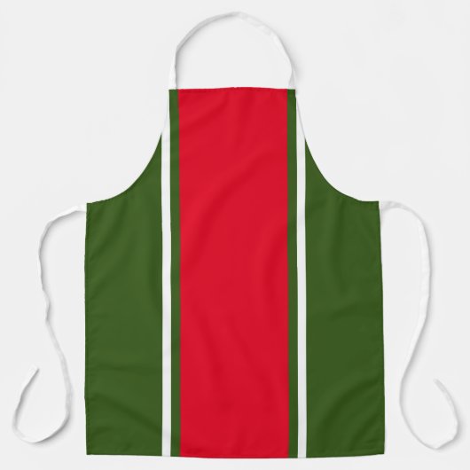 Feestelijke heldere rode streep bos groene achterg schort (Voorkant)