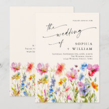 Feestelijke heldere waterverf wilde bloemen bruilo