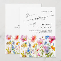 Feestelijke heldere waterverf wilde bloemen bruilo