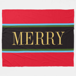 Feestelijke Helderrood Zwart Groen Blauw MERRY Str Fleece Deken
