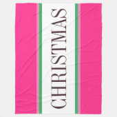 Feestelijke Helderroze Groen Witte KERSTSTREPEN Fleece Deken (Voorkant)